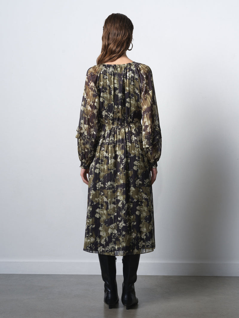 Lizzy Madeline Crepe Puff Sleeve Dress