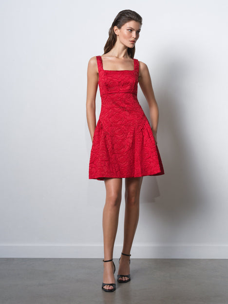 Crea Jacquard Flared Mini Dress
