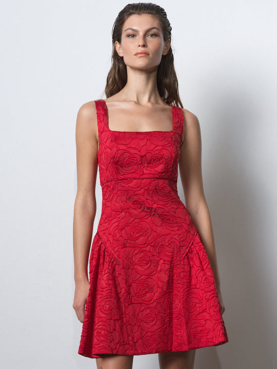 Crea Jacquard Flared Mini Dress