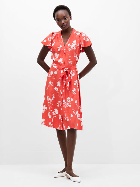 Alessandra V-Neck Tie Belt Dress