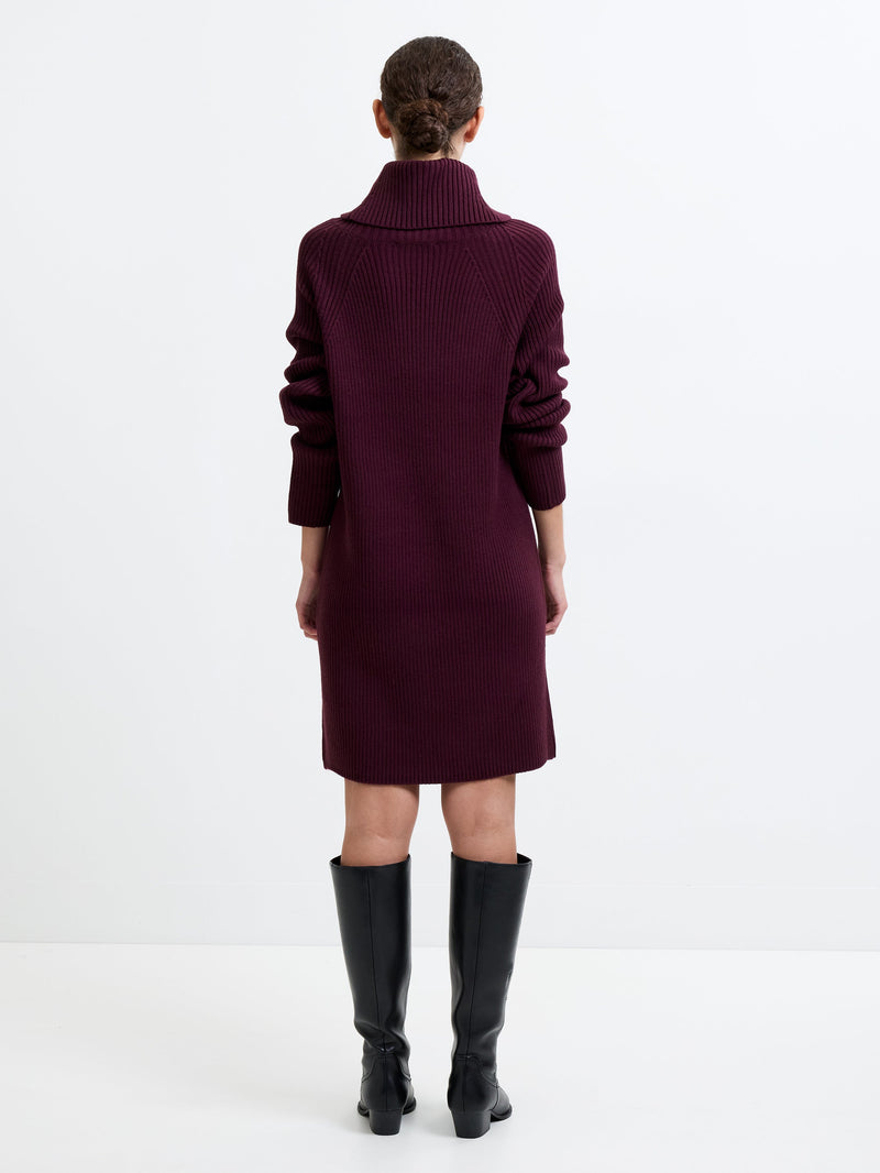 Babysoft Roll Neck Ribbed Knit Dress