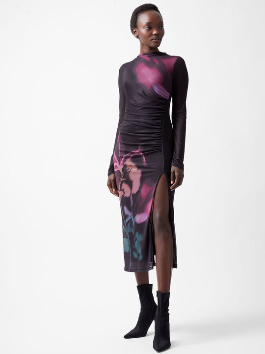 Smokey Placement Floral Long Sleeve Dress