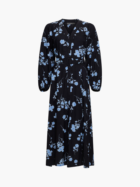 Alessandra Puff Sleeve Belted Dress