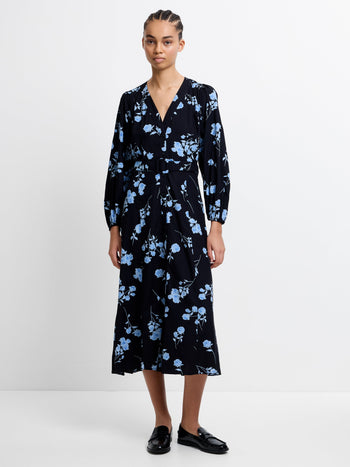 Alessandra Puff Sleeve Belted Dress