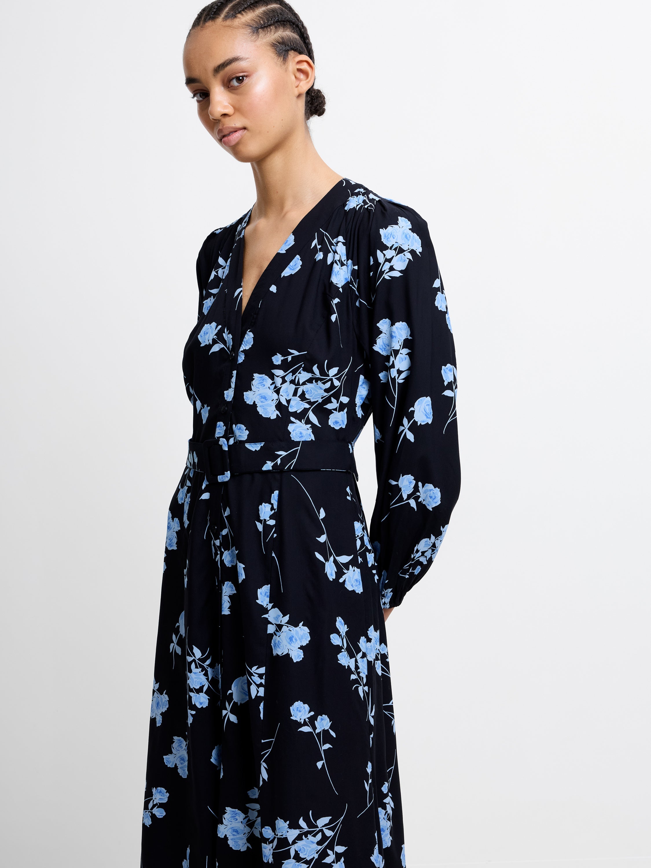 Alessandra Puff Sleeve Belted Dress