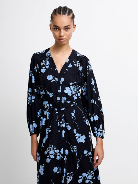 Alessandra Puff Sleeve Belted Dress