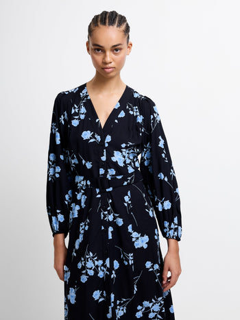 Alessandra Puff Sleeve Belted Dress