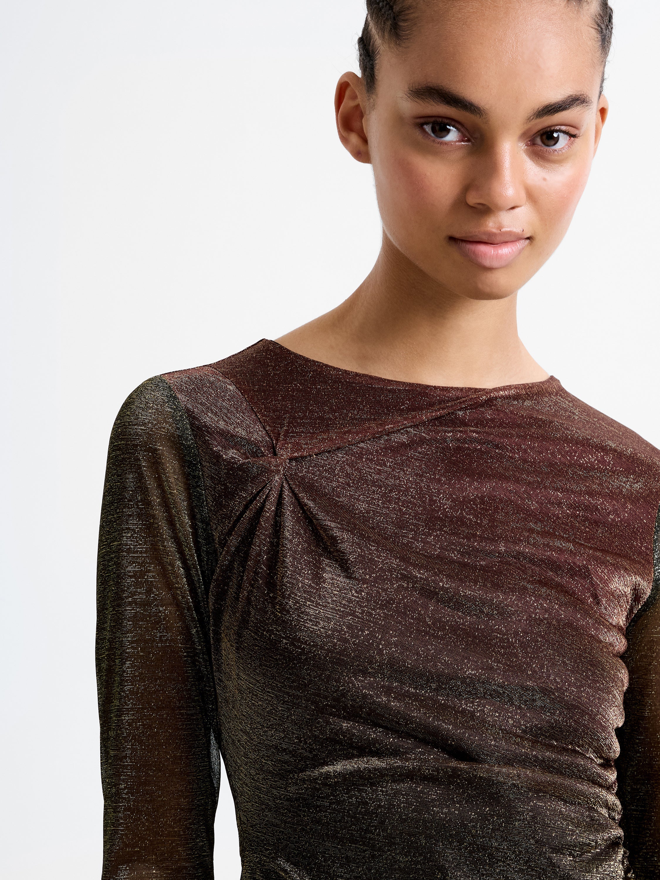 Lurex Long Sleeve Midi Dress