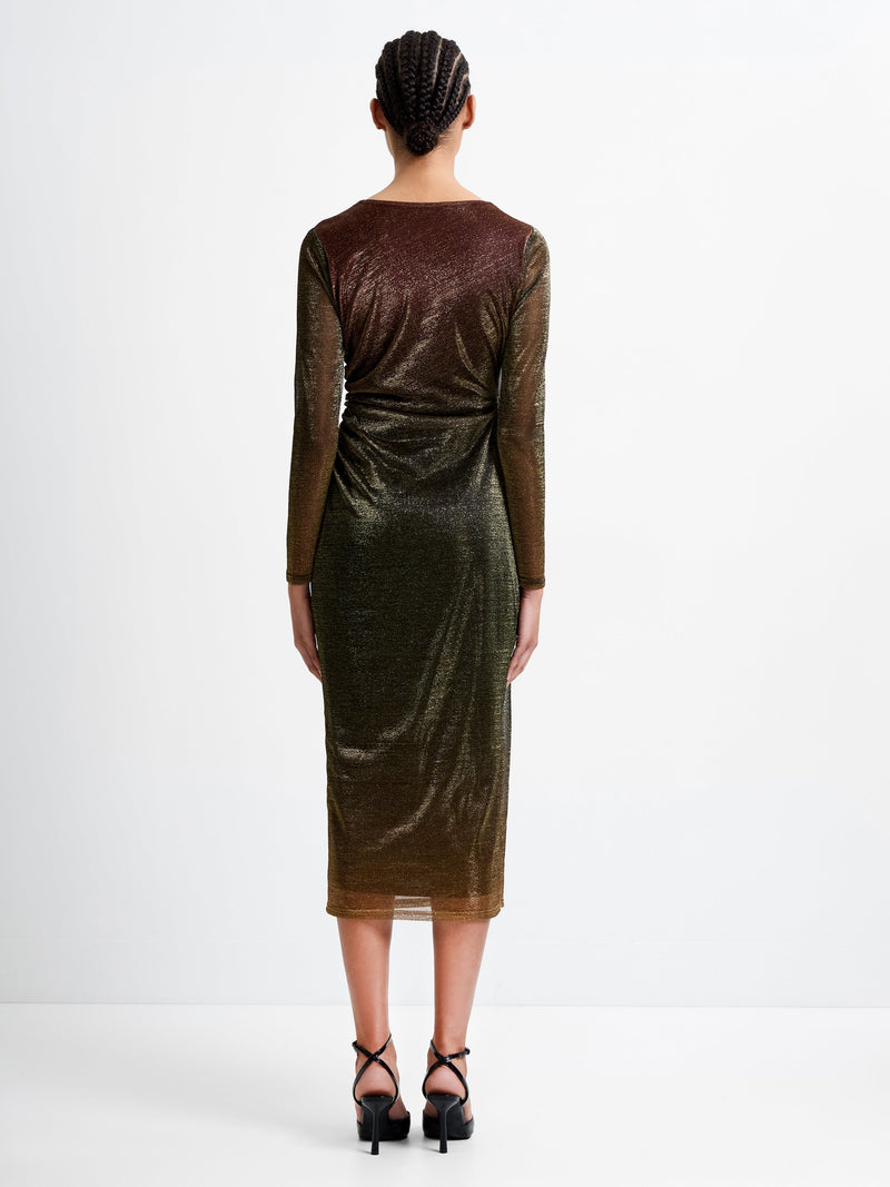 Lurex Long Sleeve Midi Dress