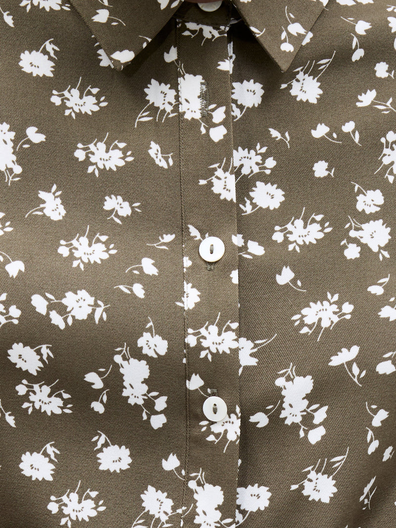 Floral Printed Short Sleeve Shirt Dress