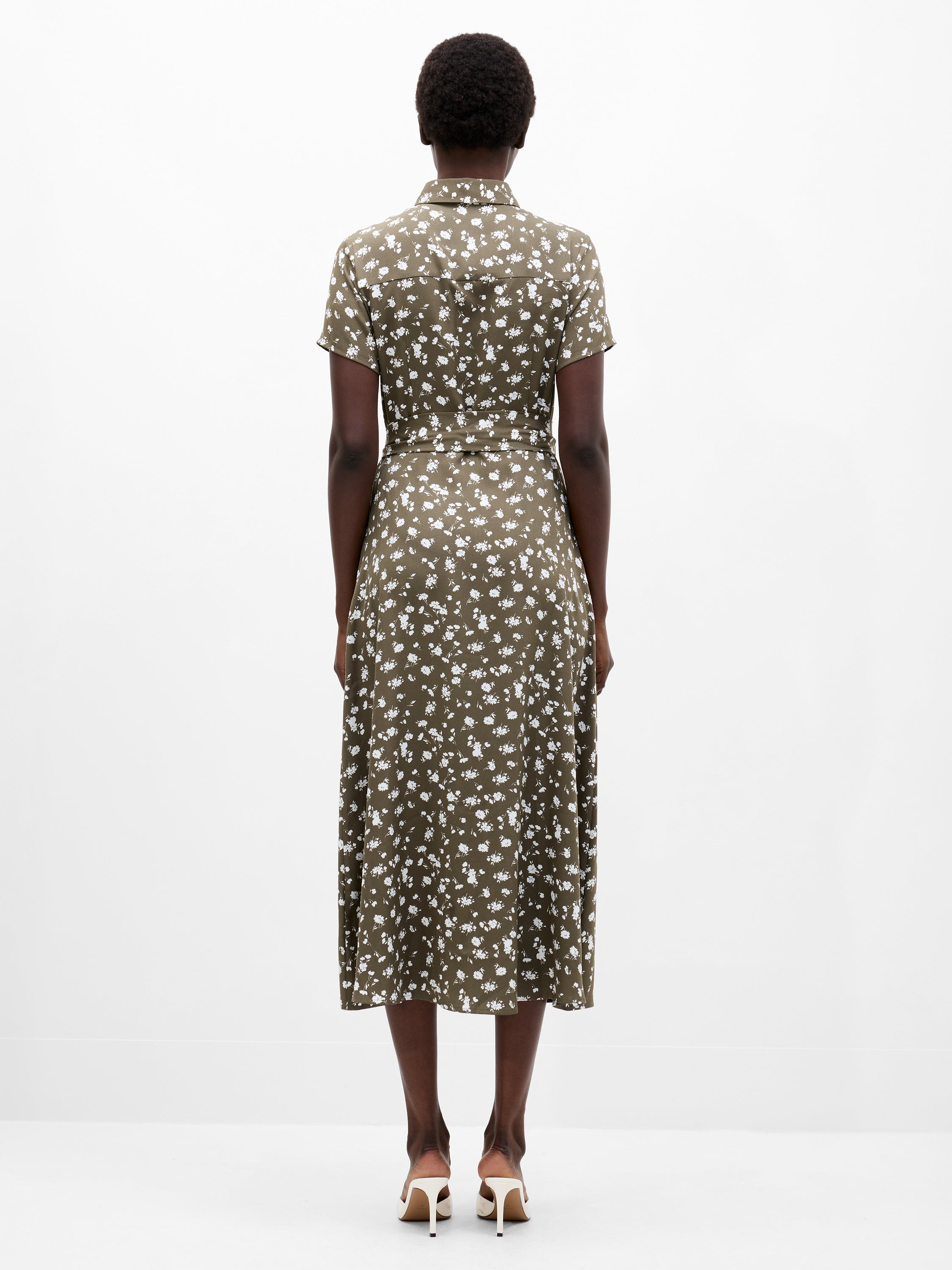 Floral Printed Short Sleeve Shirt Dress