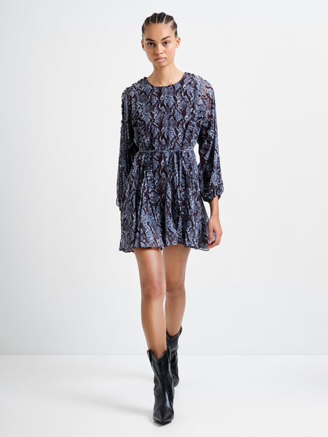 Snake Print Long Sleeve Mini Dress