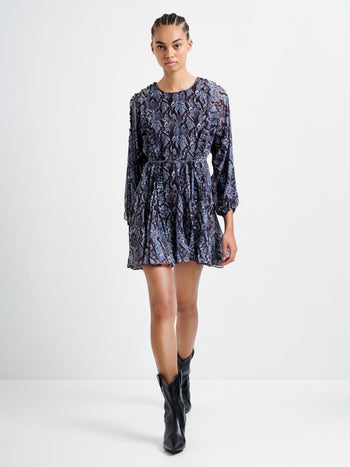 Snake Print Long Sleeve Mini Dress