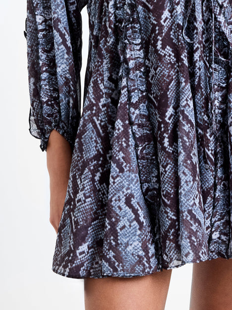 Snake Print Long Sleeve Mini Dress