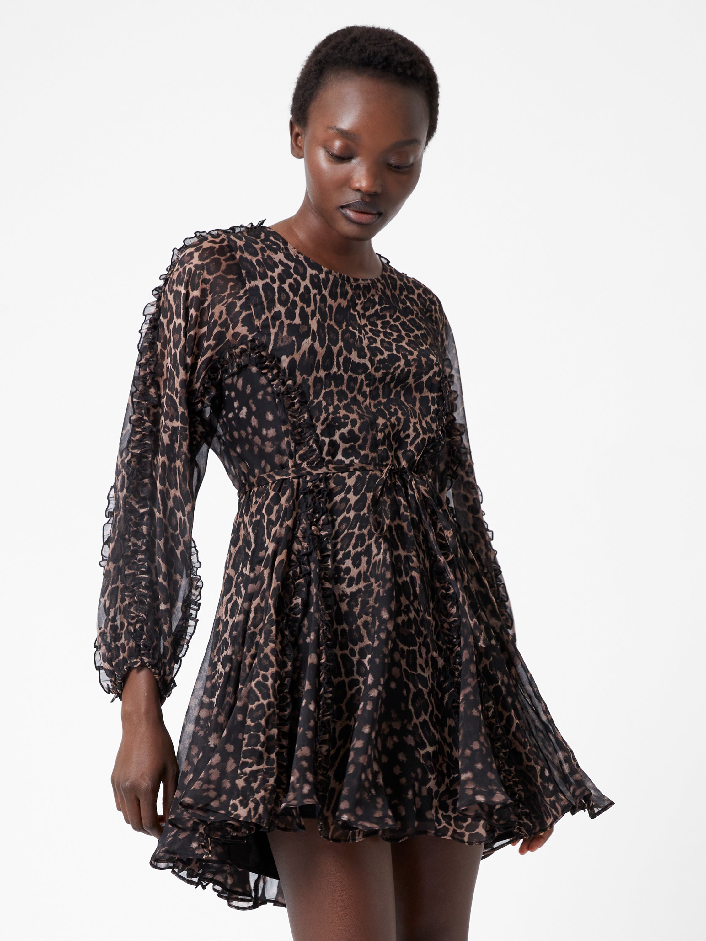 Leopard Ruffle Mini Dress