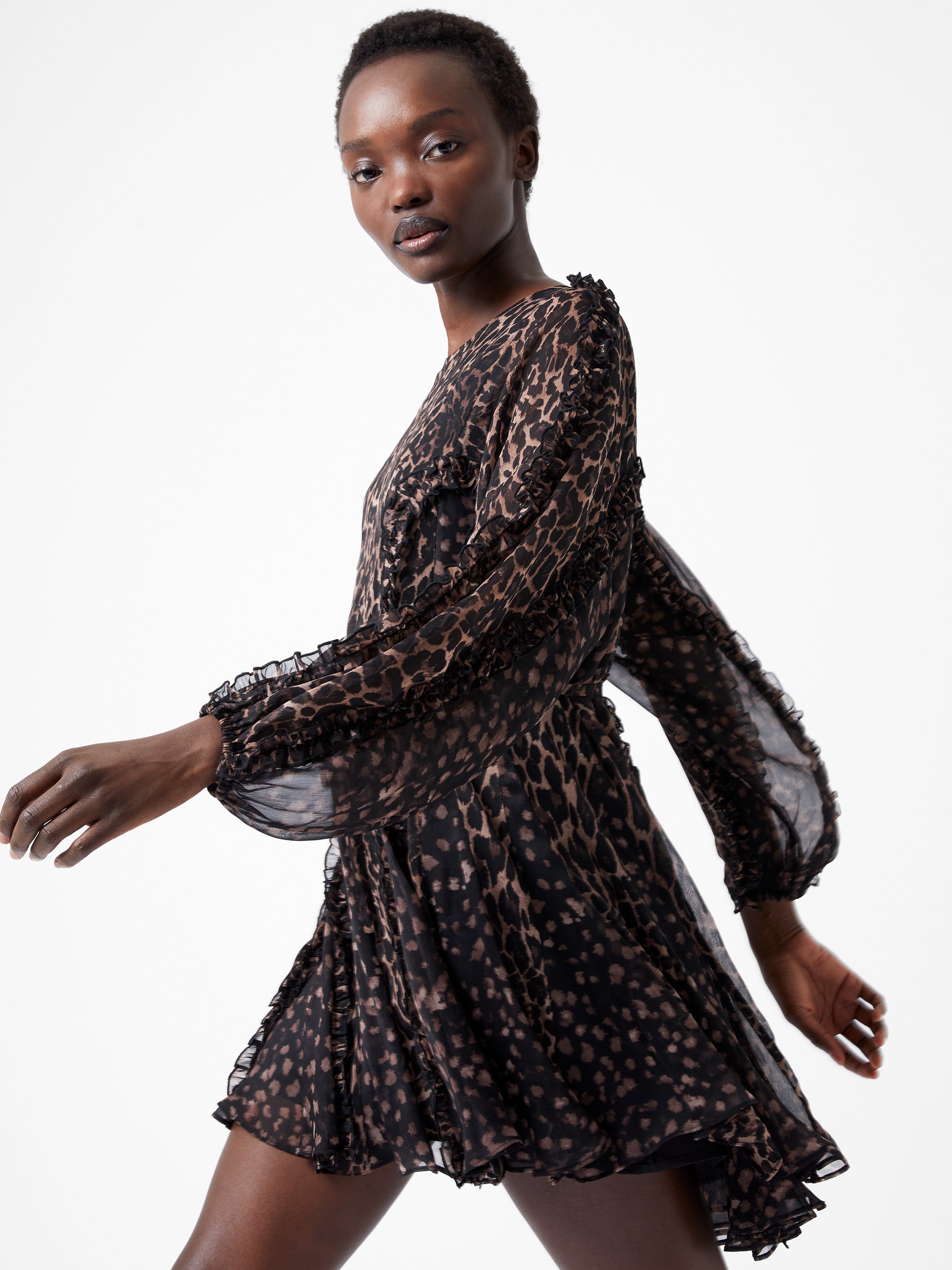 Leopard Ruffle Mini Dress