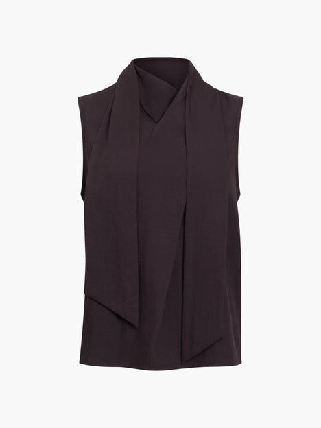 Leela Brown Sleeveless Scarf Neck Top