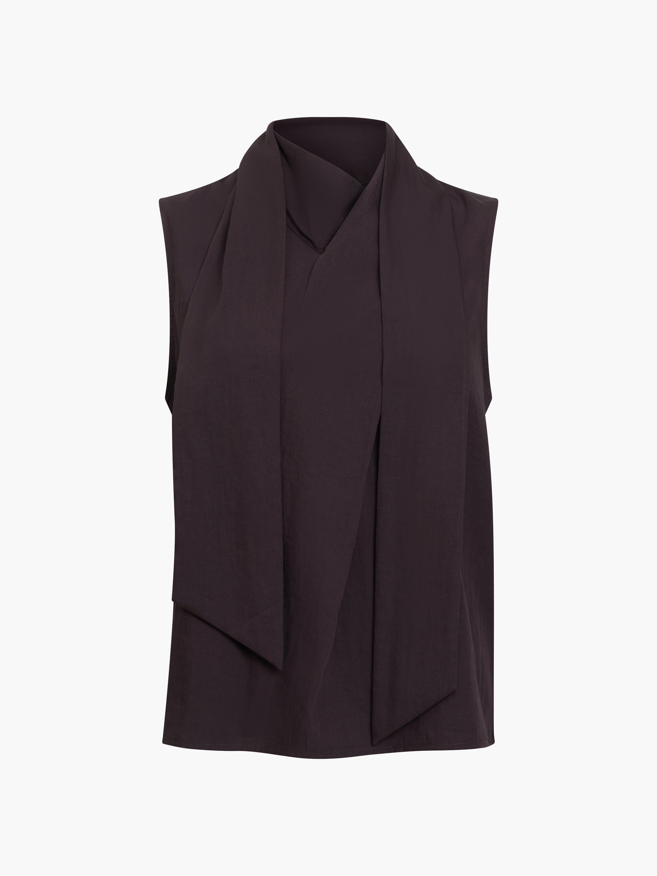 Leela Brown Scarf Neck Sleeveless Top
