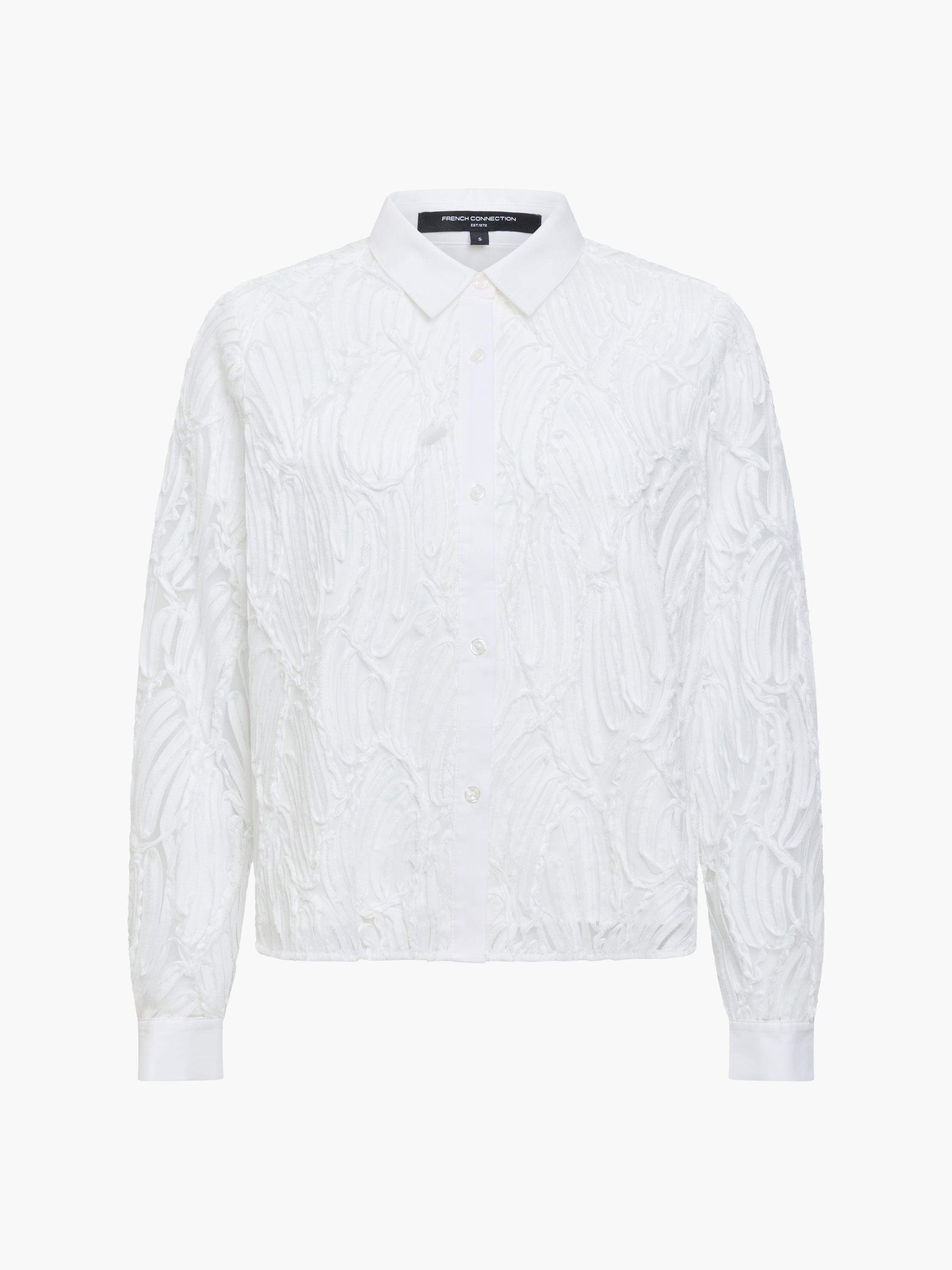 Margot White 3D Textured Long Sleeve Shirt