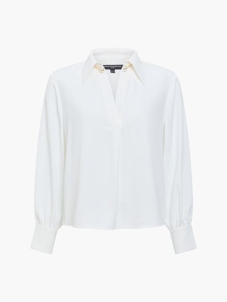 Arezzo White Pearl Trim Shirt