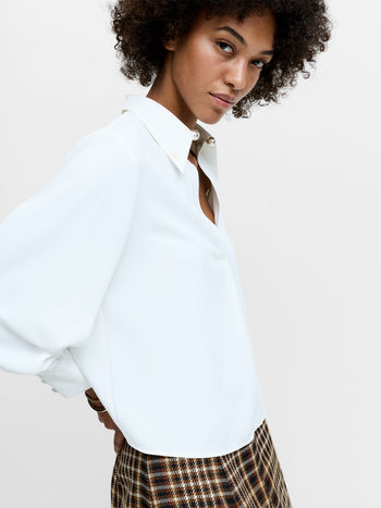 Arezzo White Pearl Trim Shirt
