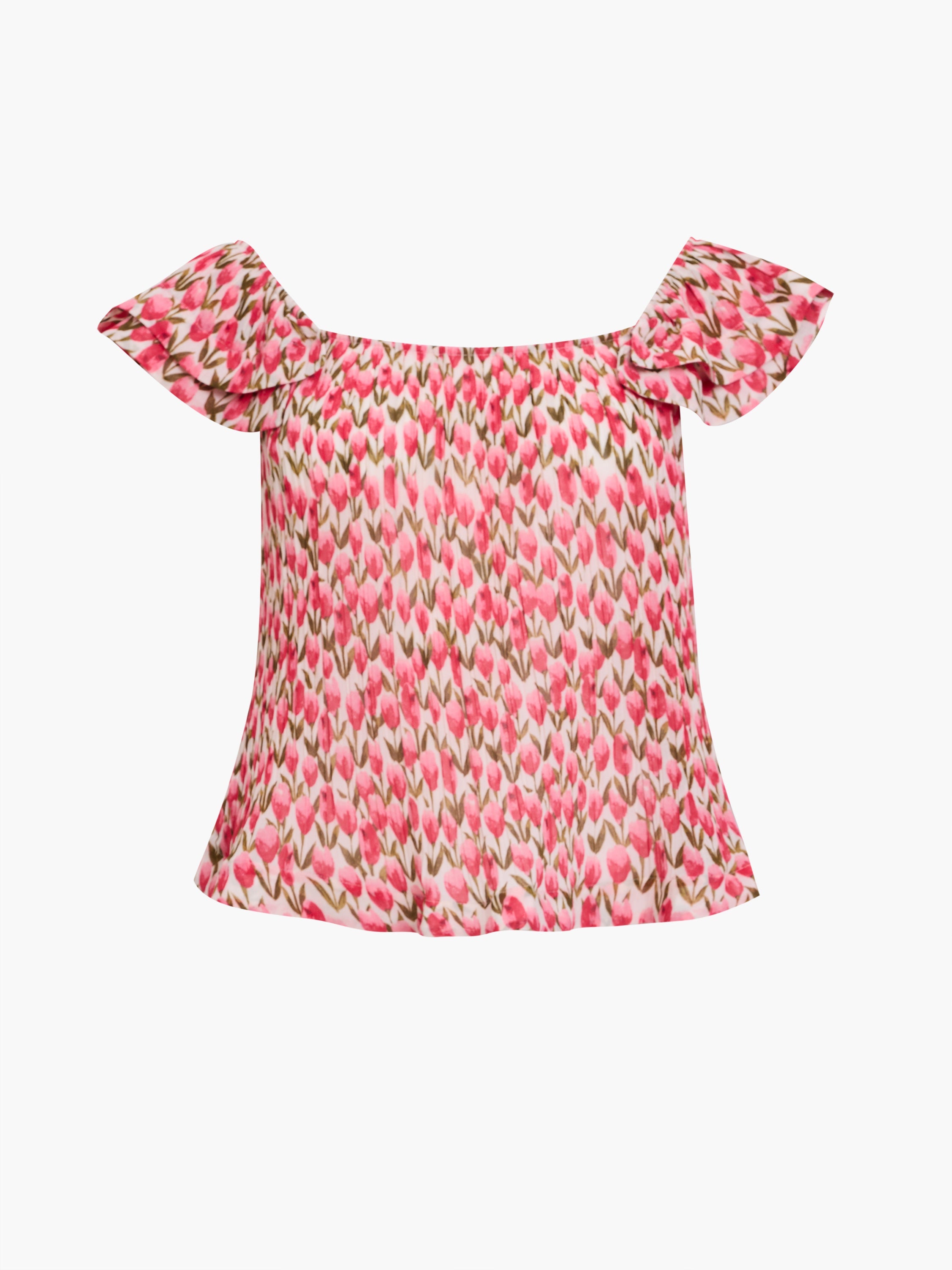 Noelle Floral Plisse Ruffle Peplum Top