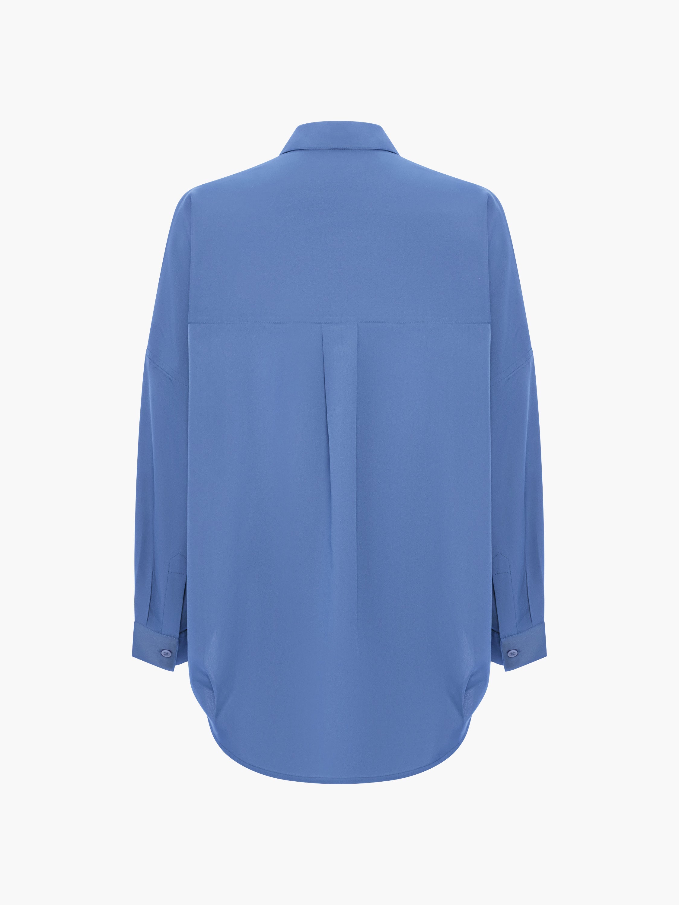 Crepe Light Blue Long Sleeve Popover Shirt