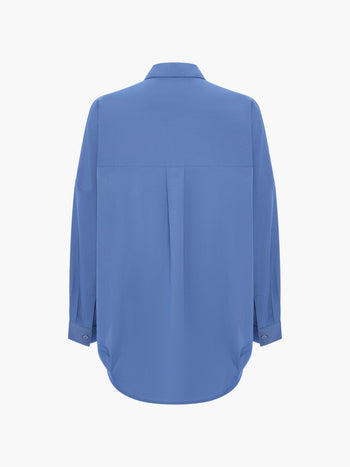 Crepe Light Blue Long Sleeve Popover Shirt