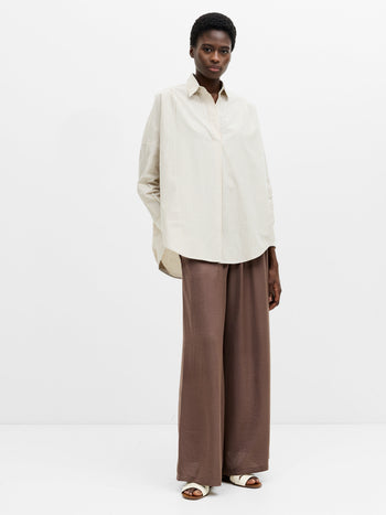 Striped Poplin Long Sleeve Popover Shirt