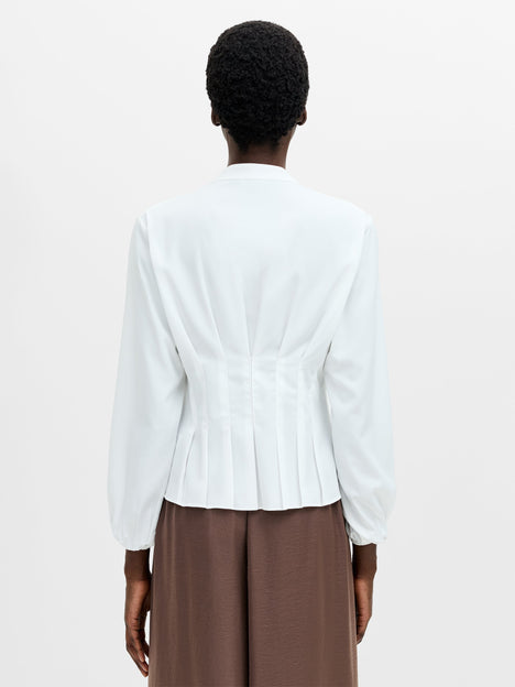 Crepe Pleat Button-Down Top