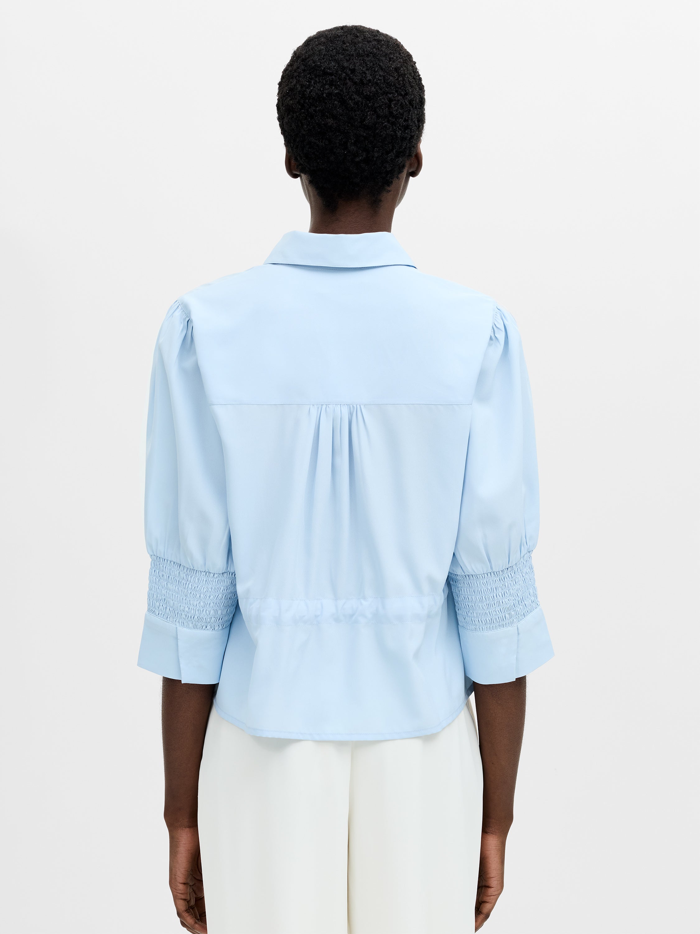 Crepe Light Collared Tie Waist Top