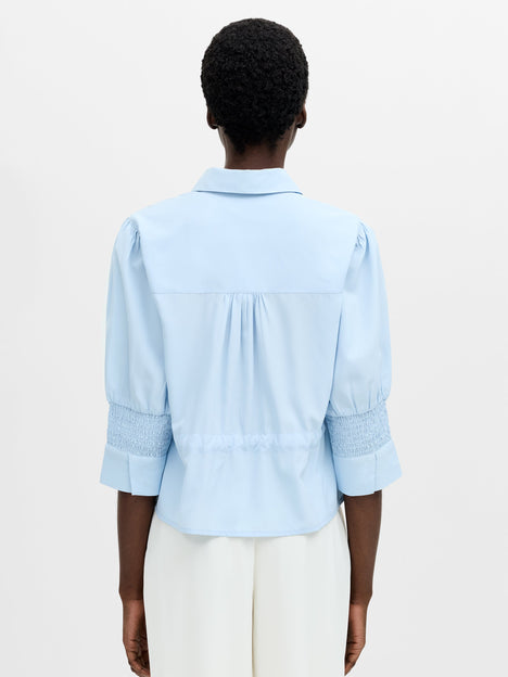 Crepe Light Collared Tie Waist Top