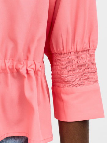 Crepe Light Collared Tie Waist Top