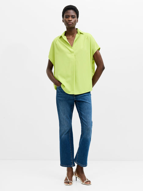 Crepe Light Cap Sleeve Popover Shirt