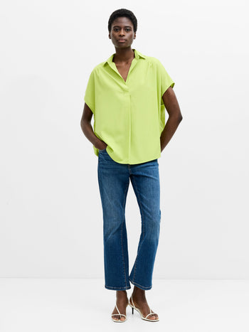 Crepe Light Cap Sleeve Popover Shirt