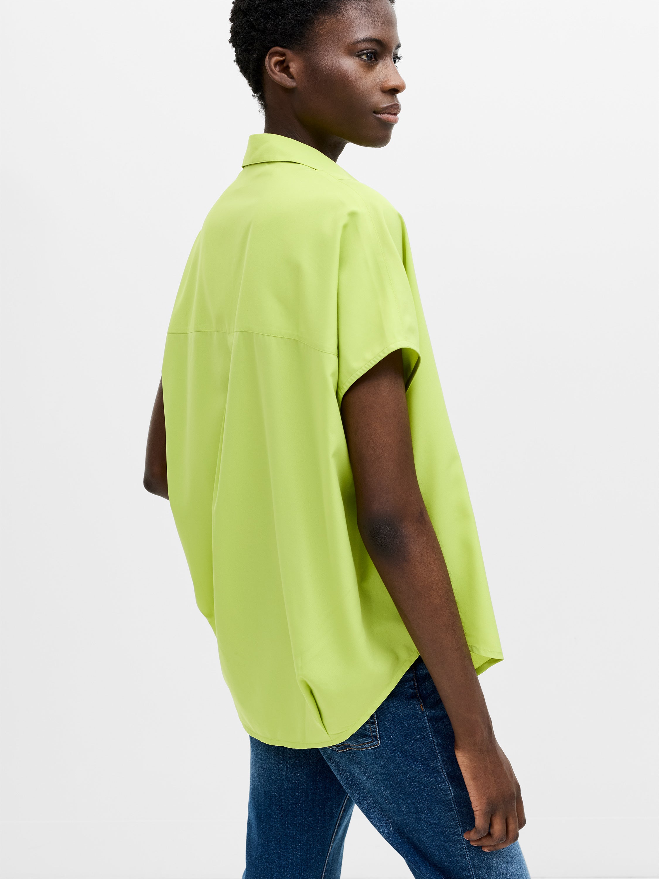 Crepe Light Cap Sleeve Popover Shirt
