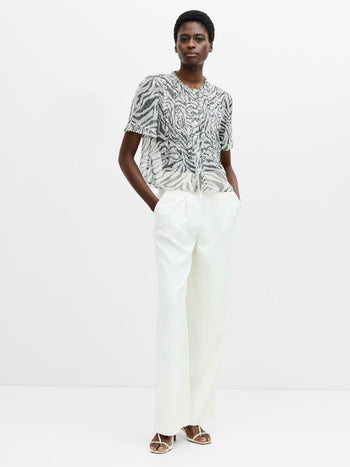 Josie Short Sleeve Zebra Print Ruffle Top
