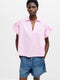 Trim Detail Flutter Sleeve Popover Shirt