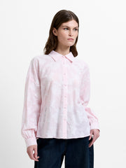 Naya Floral Jacquard Striped Pink Long Sleeve Shirt