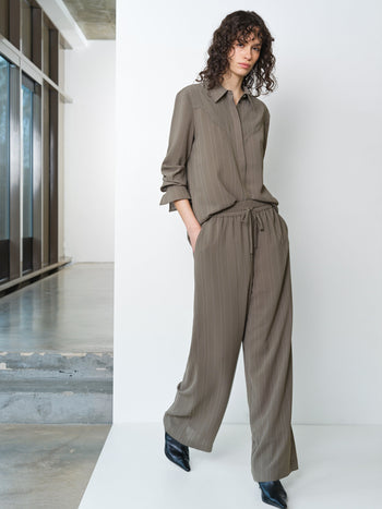 Erma Pinstripe Contrast Yoke Western Shirt