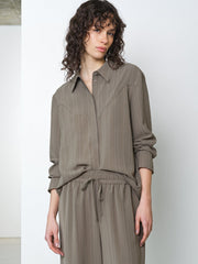 Erma Pinstripe Western Yoke Khaki Green Shirt