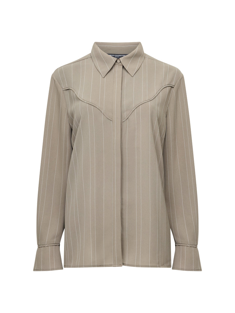Erma Pinstripe Contrast Yoke Western Shirt