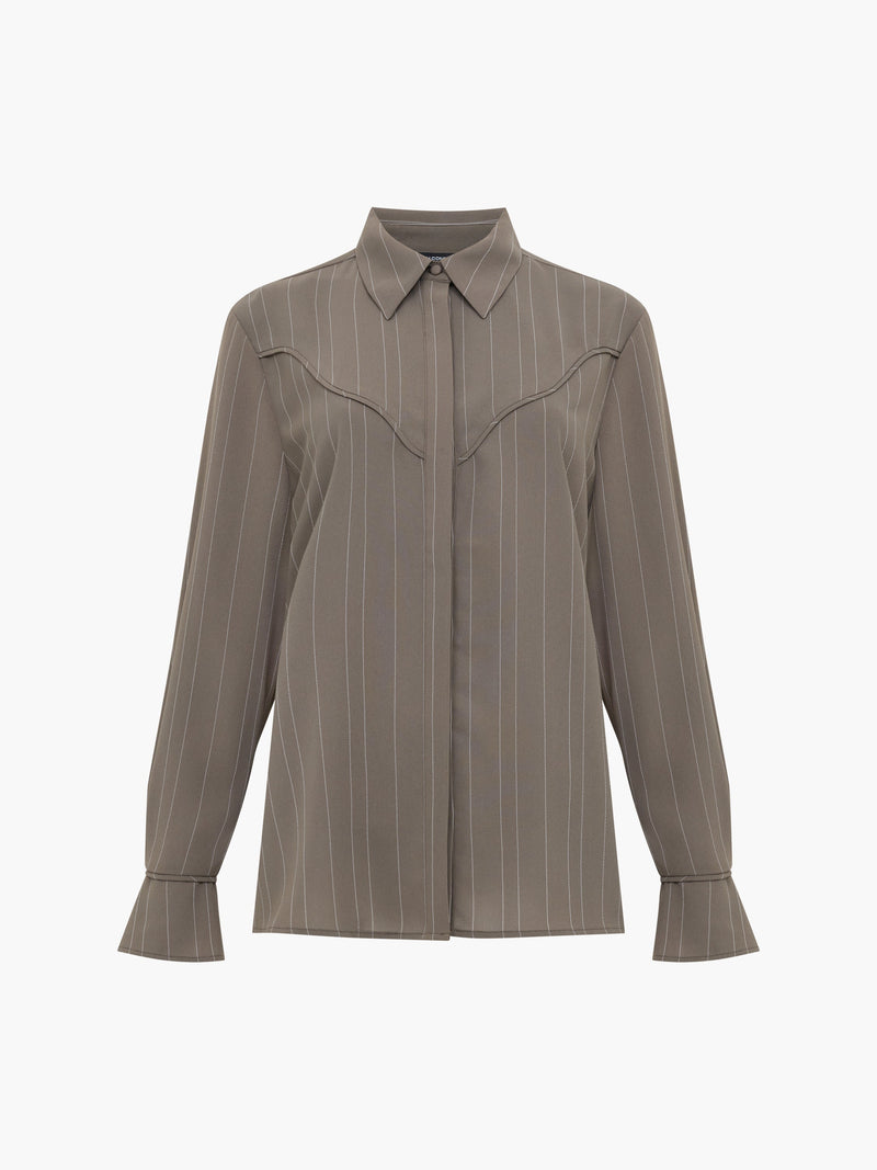 Erma Pinstripe Contrast Yoke Western Shirt