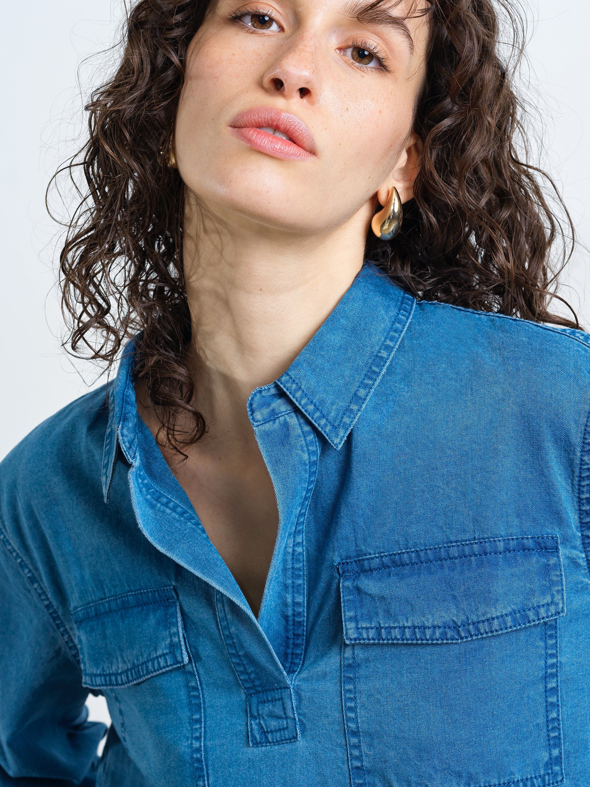 Zaves Chambray Denim Pocket Shirt