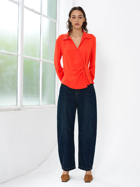 Thelma Long Sleeve Wrapover Shirt