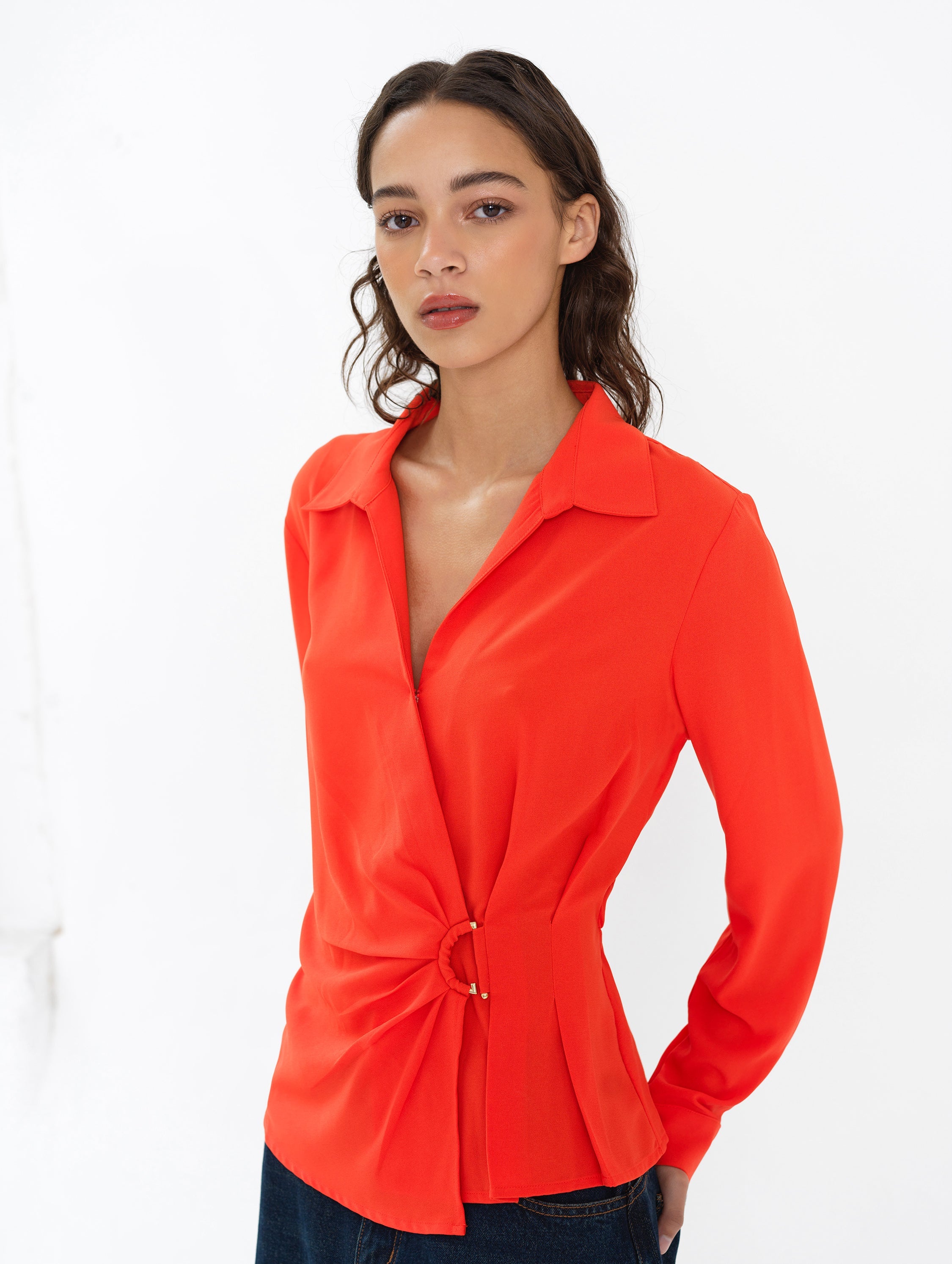 Thelma Long Sleeve Wrapover Shirt