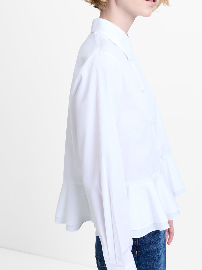 Cambria Cotton Ruffle Hem Peplum Shirt