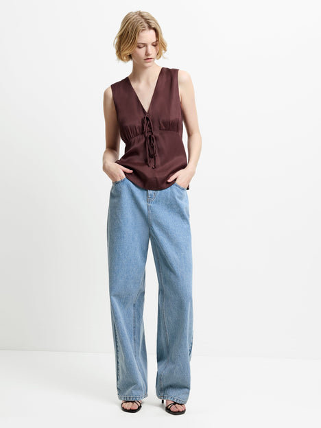 Candice Satin Bow Tie-Up Top