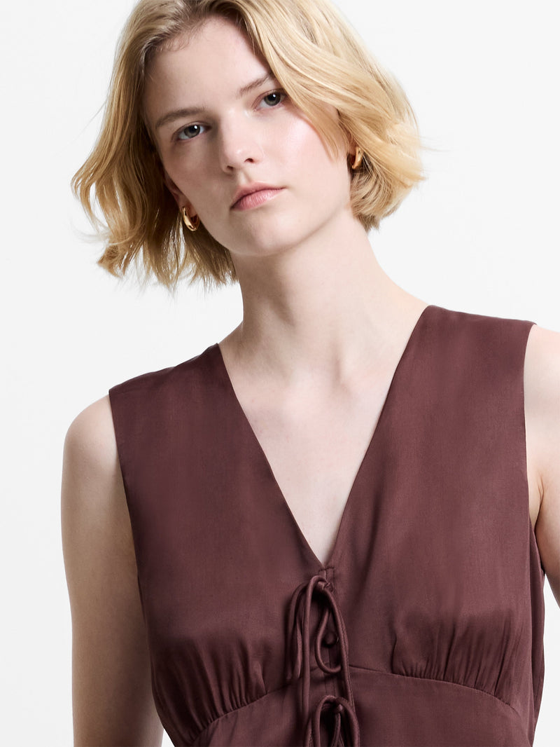 Candice Satin Bow Tie-Up Top