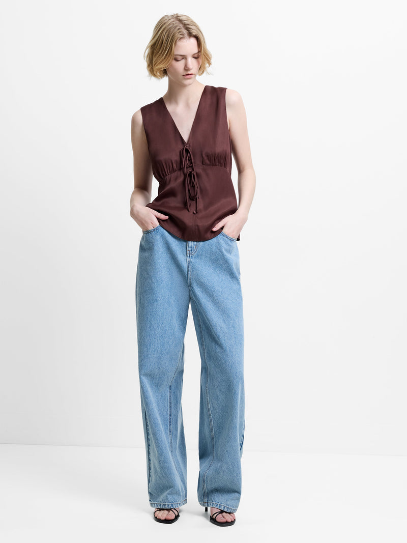 Candice Satin Bow Tie-Up Top